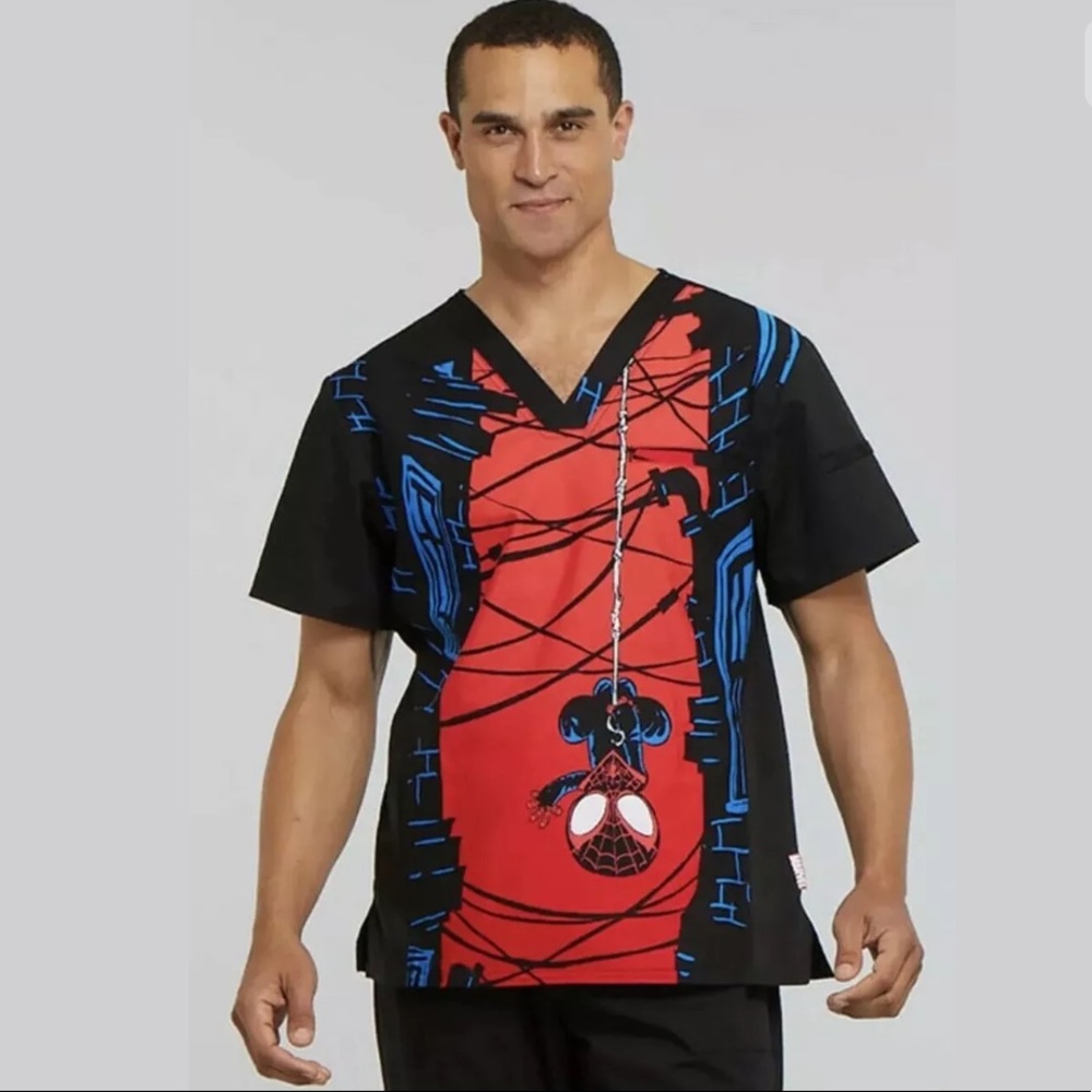 Marvel Spiderverse Miles Morales Nurse Scrub Shirt